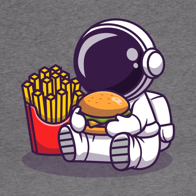 Cute Astronaut Eat Burger With French Fries by Catalyst Labs